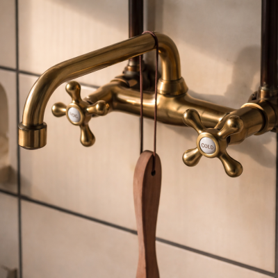 Geborsteld Messing Wandkraan – Modern